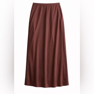 Abercrombie & Fitch Brown Satin Midi Skirt